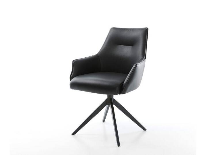 Drehstuhl Alja-Flex mit Armlehnen Echt-Leder Schwarz Kreuzgestell breit Schwarz 360° drehbar Wippfunktion Taschenfederkern, Esszimmerstühle Drehstuhl Alja-Flex mit Armlehnen Echt-Leder Schwarz Kreuzgestell breit Schwarz 360° drehbar Wippfunktion Taschenfederkern, Esszimmerstühle von Delife