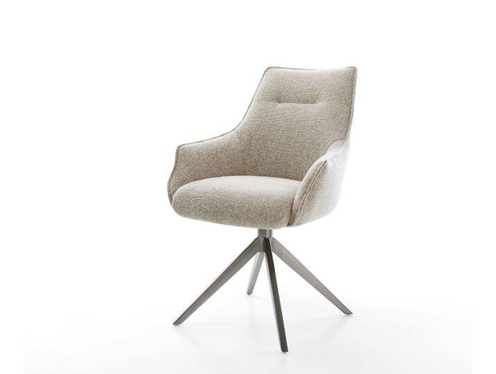 Drehstuhl Alja-Flex mit Armlehnen Webstoff Soft Beige Kreuzgestell breit Graphit 360° drehbar Wippfunktion Taschenfederkern, Esszimmerstühle Drehstuhl Alja-Flex mit Armlehnen Webstoff Soft Beige Kreuzgestell breit Graphit 360° drehbar Wippfunktion Taschenfederkern, Esszimmerstühle von Delife
