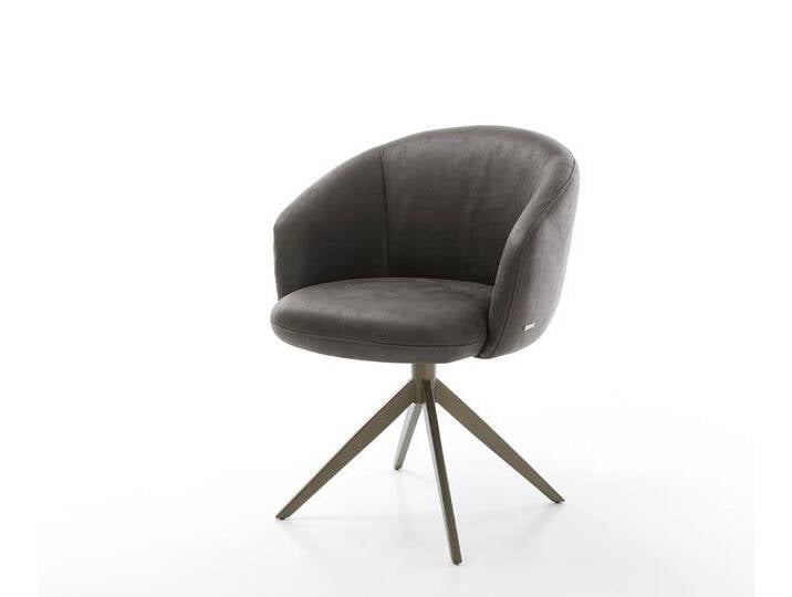 Drehstuhl Caja-Flex mit Armlehnen Mikrofaser Anthrazit Vintage Kreuzgestell breit Effektfinish Titan 360° drehbar Taschenfederkern, Esszimmerstühle von Delife