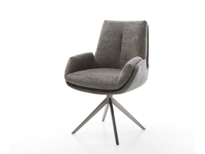 Drehstuhl Clea-Flex Bouclé Soft Schlamm Kreuzgestell breit Graphit 360° drehbar Wippfunktion, Esszimmerstühle von Delife