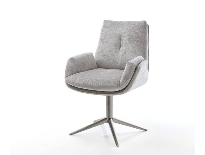Drehstuhl Clea-Flex Chenille Silbergrau Fußkreuz Graphit 360° drehbar Wippfunktion, Esszimmerstühle von Delife