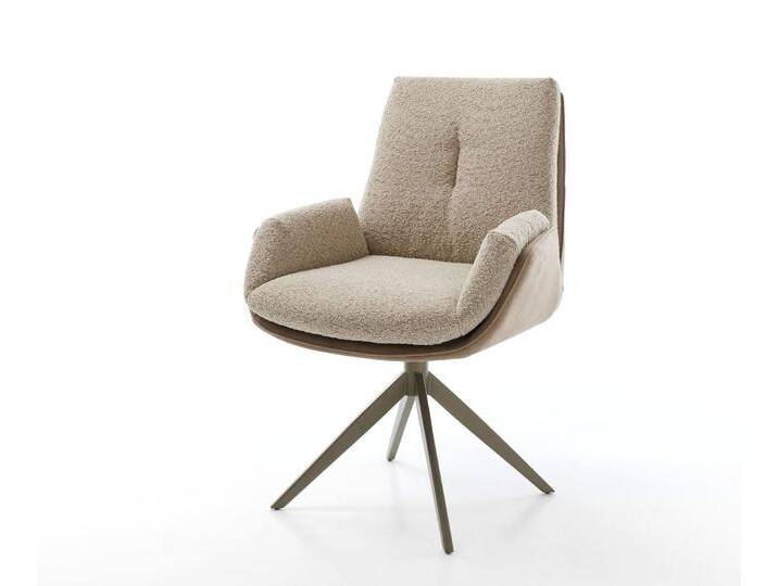 Drehstuhl Clea-Flex Materialmix Schlamm Kreuzgestell breit Effektfinish Titan 360° drehbar, Esszimmerstühle von Delife