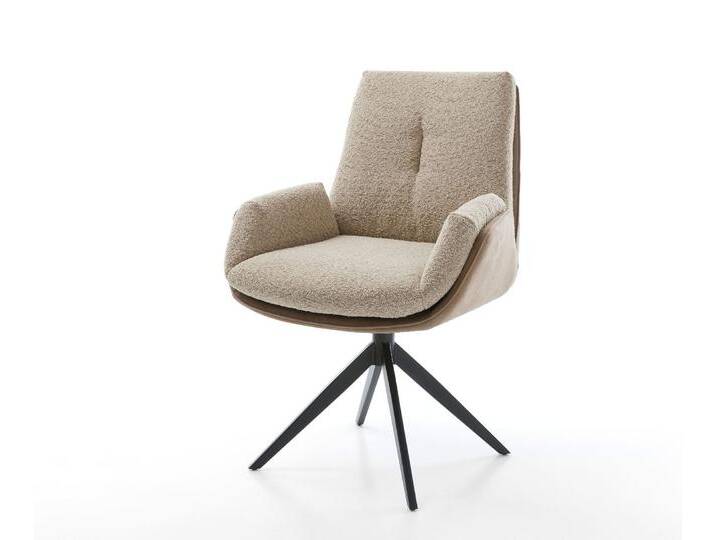 Drehstuhl Clea-Flex Materialmix Schlamm Kreuzgestell breit Schwarz 360° drehbar Wippfunktion, Esszimmerstühle von Delife