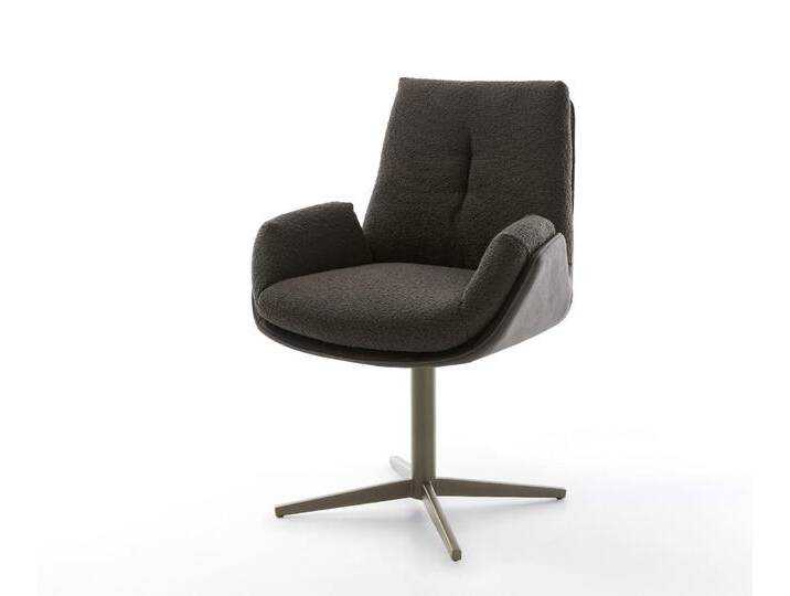 Drehstuhl Clea-Flex Materialmix Schwarz Fußkreuz Effektfinish Titan 360° drehbar, Esszimmerstühle von Delife