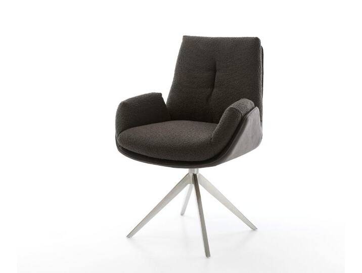 Drehstuhl Clea-Flex Materialmix Schwarz Kreuzgestell breit Edelstahl 360° drehbar Wippfunktion, Esszimmerstühle Drehstuhl Clea-Flex Materialmix Schwarz Kreuzgestell breit Edelstahl 360° drehbar Wippfunktion, Esszimmerstühle von Delife