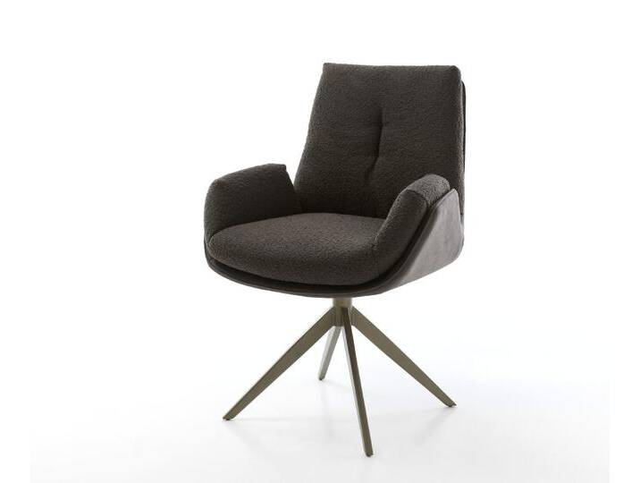 Drehstuhl Clea-Flex Materialmix Schwarz Kreuzgestell breit Effektfinish Titan 360° drehbar Wippfunktion, Esszimmerstühle von Delife
