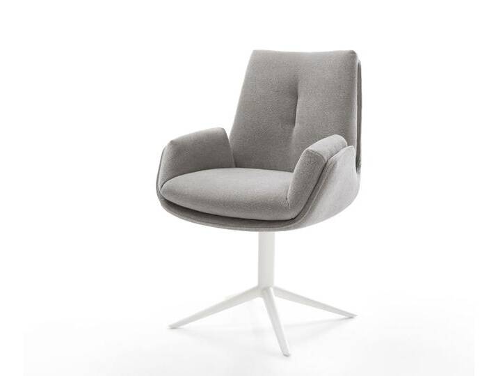 Drehstuhl Clea-Flex Strukturstoff Soft Grau Fußkreuz Weiß 360° drehbar Wippfunktion, Esszimmerstühle Drehstuhl Clea-Flex Strukturstoff Soft Grau Fußkreuz Weiß 360° drehbar Wippfunktion, Esszimmerstühle von Delife