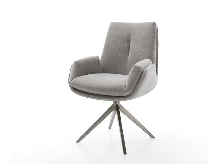 Drehstuhl Clea-Flex Strukturstoff Soft Grau Kreuzgestell breit Graphit 360° drehbar Wippfunktion, Esszimmerstühle Drehstuhl Clea-Flex Strukturstoff Soft Grau Kreuzgestell breit Graphit 360° drehbar Wippfunktion, Esszimmerstühle von Delife