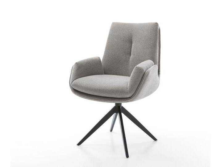 Drehstuhl Clea-Flex Strukturstoff Soft Grau Kreuzgestell breit Schwarz 360° drehbar Wippfunktion, Esszimmerstühle Drehstuhl Clea-Flex Strukturstoff Soft Grau Kreuzgestell breit Schwarz 360° drehbar Wippfunktion, Esszimmerstühle von Delife