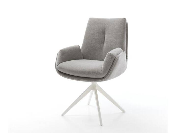 Drehstuhl Clea-Flex Strukturstoff Soft Grau Kreuzgestell breit Weiß 360° drehbar Wippfunktion, Esszimmerstühle Drehstuhl Clea-Flex Strukturstoff Soft Grau Kreuzgestell breit Weiß 360° drehbar Wippfunktion, Esszimmerstühle von Delife