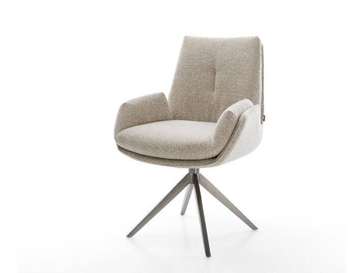 Drehstuhl Clea-Flex Webstoff Soft Beige Kreuzgestell breit Graphit 360° drehbar Wippfunktion, Esszimmerstühle von Delife