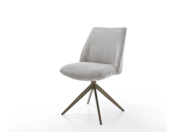 Drehstuhl Elso-Flex Cord Silbergrau Kreuzgestell breit Effektfinish Titan 360° drehbar Taschenfederkern, Esszimmerstühle von Delife