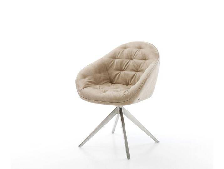 Drehstuhl Gaio-Flex Mikrofaser Beige Vintage Kreuzgestell breit Edelstahl 360° drehbar Wippfunktion, Esszimmerstühle Drehstuhl Gaio-Flex Mikrofaser Beige Vintage Kreuzgestell breit Edelstahl 360° drehbar Wippfunktion, Esszimmerstühle von Delife