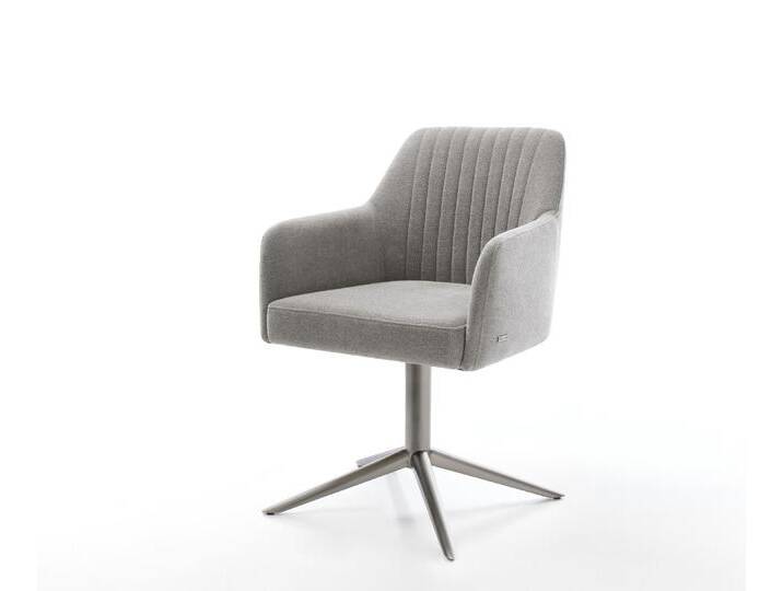 Drehstuhl Greg-Flex Strukturstoff Soft Grau Fußkreuz Graphit 360° drehbar Wippfunktion Taschenfederkern, Esszimmerstühle von Delife