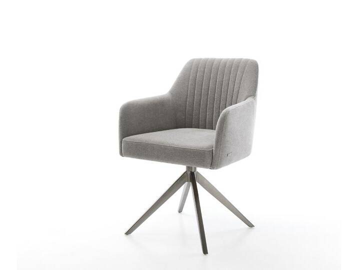 Drehstuhl Greg-Flex Strukturstoff Soft Grau Kreuzgestell breit Graphit 360° drehbar Wippfunktion Taschenfederkern, Esszimmerstühle von Delife