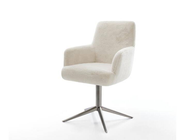 Drehstuhl Heira-Flex mit Armlehnen Plüsch Creme-Weiß Fußkreuz Graphit 360° drehbar Wippfunktion Taschenfederkern, Esszimmerstühle Drehstuhl Heira-Flex mit Armlehnen Plüsch Creme-Weiß Fußkreuz Graphit 360° drehbar Wippfunktion Taschenfederkern, Esszimmerstühle von Delife