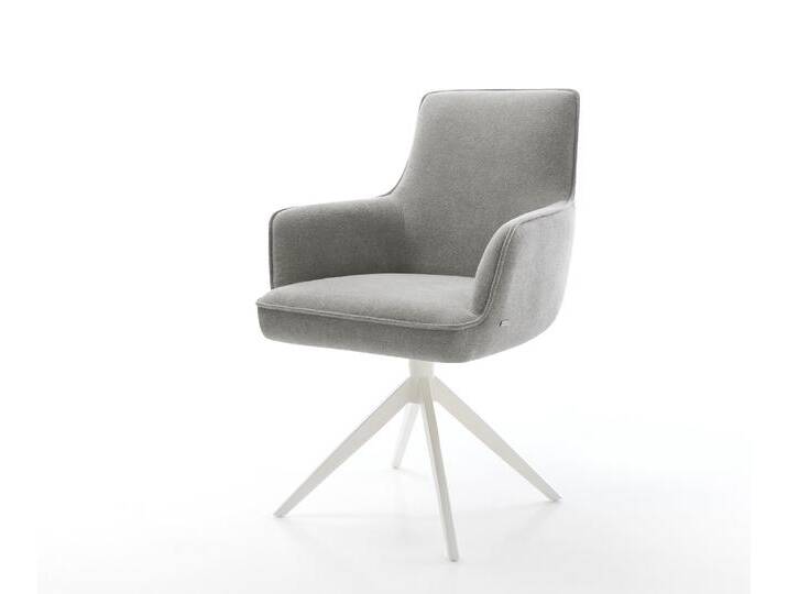 Drehstuhl Heira-Flex mit Armlehnen Strukturstoff Soft Grau Kreuzgestell breit Weiß 360° drehbar Wippfunktion Taschenfederkern, Esszimmerstühle Drehstuhl Heira-Flex mit Armlehnen Strukturstoff Soft Grau Kreuzgestell breit Weiß 360° drehbar Wippfunktion Taschenfederkern, Esszimmerstühle von Delife