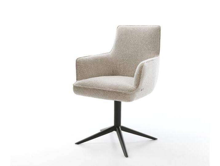 Drehstuhl Heira-Flex mit Armlehnen Webstoff Soft Beige Fußkreuz Schwarz 360° drehbar Wippfunktion Taschenfederkern, Esszimmerstühle Drehstuhl Heira-Flex mit Armlehnen Webstoff Soft Beige Fußkreuz Schwarz 360° drehbar Wippfunktion Taschenfederkern, Esszimmerstühle von Delife