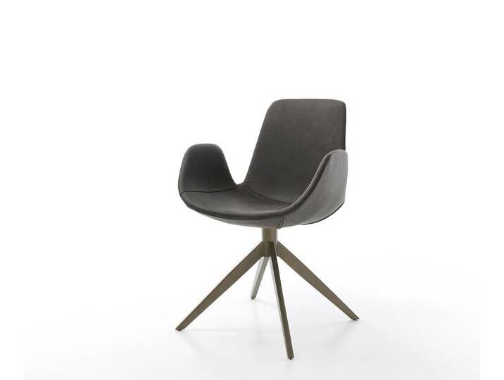 Drehstuhl Ilia-Flex mit Armlehnen Mikrofaser Anthrazit Vintage Kreuzgestell breit Effektfinish Titan 360° drehbar, Esszimmerstühle Drehstuhl Ilia-Flex mit Armlehnen Mikrofaser Anthrazit Vintage Kreuzgestell breit Effektfinish Titan 360° drehbar, Esszimmerstühle von Delife