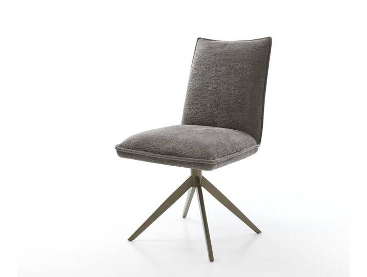 Drehstuhl Lelio-Flex Bouclé Soft Schlamm Kreuzgestell breit Effektfinish Titan 360° drehbar Wippfunktion Taschenfederkern, Esszimmerstühle von Delife