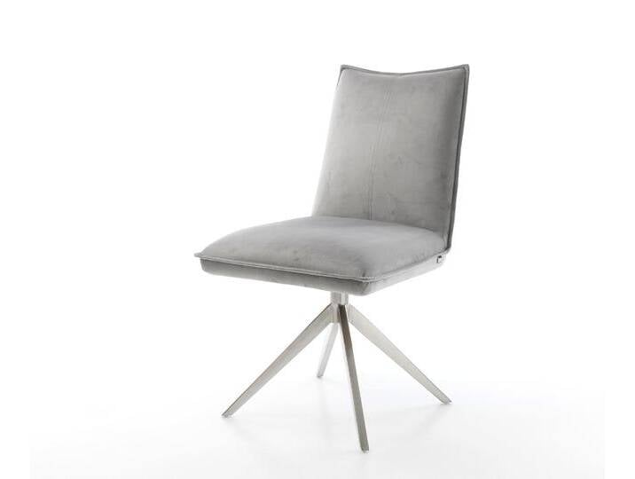 Drehstuhl Lelio-Flex Samt Grau Kreuzgestell breit Edelstahl 360° drehbar Wippfunktion Taschenfederkern, Esszimmerstühle Drehstuhl Lelio-Flex Samt Grau Kreuzgestell breit Edelstahl 360° drehbar Wippfunktion Taschenfederkern, Esszimmerstühle von Delife