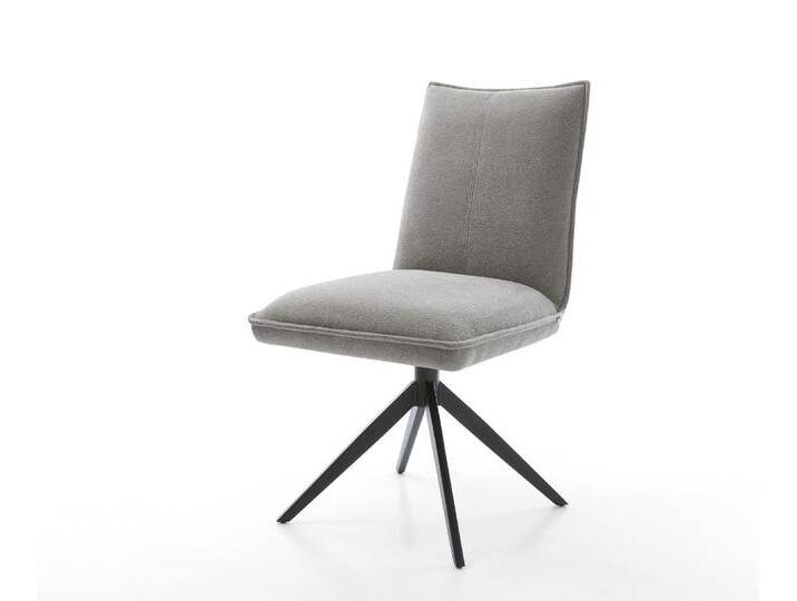 Drehstuhl Lelio-Flex Strukturstoff Soft Grau Kreuzgestell breit Schwarz 360° drehbar Wippfunktion Taschenfederkern, Esszimmerstühle von Delife