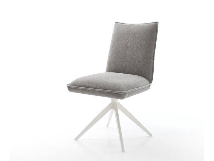 Drehstuhl Lelio-Flex Strukturstoff Soft Grau Kreuzgestell breit Weiß 360° drehbar Wippfunktion Taschenfederkern, Esszimmerstühle Drehstuhl Lelio-Flex Strukturstoff Soft Grau Kreuzgestell breit Weiß 360° drehbar Wippfunktion Taschenfederkern, Esszimmerstühle von Delife