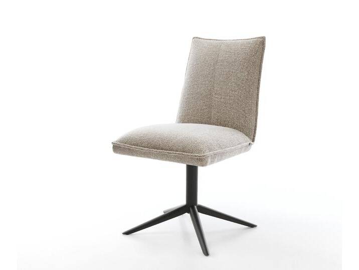 Drehstuhl Lelio-Flex Webstoff Soft Beige Fußkreuz Schwarz 360° drehbar Wippfunktion Taschenfederkern, Esszimmerstühle von Delife