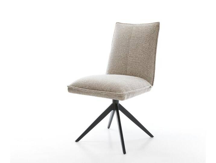 Drehstuhl Lelio-Flex Webstoff Soft Beige Kreuzgestell breit Schwarz 360° drehbar Wippfunktion Taschenfederkern, Esszimmerstühle von Delife
