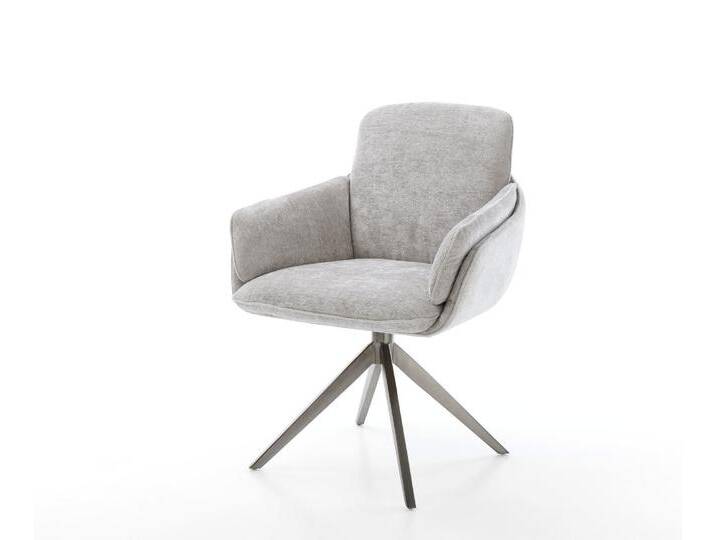 Drehstuhl Luan-Flex mit Armlehnen Chenille Silbergrau Kreuzgestell breit Graphit 360° drehbar Wippfunktion, Esszimmerstühle Drehstuhl Luan-Flex mit Armlehnen Chenille Silbergrau Kreuzgestell breit Graphit 360° drehbar Wippfunktion, Esszimmerstühle von Delife