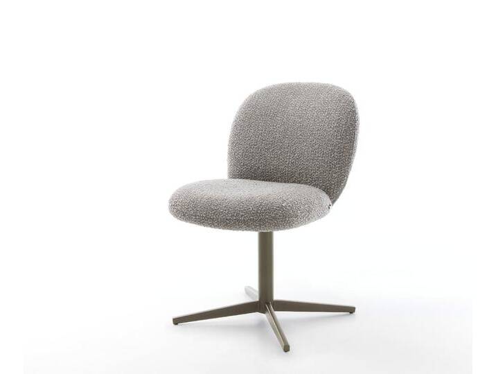 Drehstuhl Nube-Flex Bouclé Silbergrau Fußkreuz Effektfinish Titan 360° drehbar Taschenfederkern, Esszimmerstühle von Delife