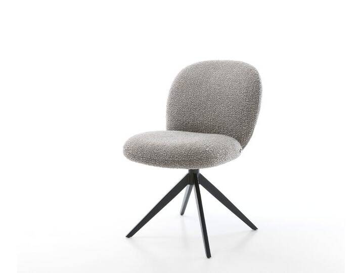 Drehstuhl Nube-Flex Bouclé Silbergrau Kreuzgestell breit Schwarz 360° drehbar Taschenfederkern, Esszimmerstühle von Delife