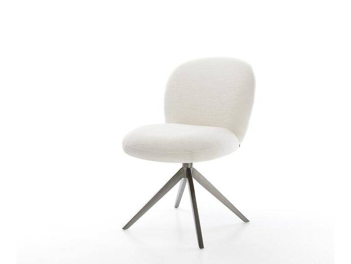 Drehstuhl Nube-Flex Bouclé Soft Beige Kreuzgestell breit Graphit 360° drehbar Wippfunktion Taschenfederkern, Esszimmerstühle von Delife