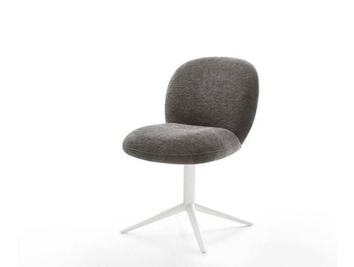 Drehstuhl Nube-Flex Bouclé Soft Schlamm Fußkreuz Weiß 360° drehbar Wippfunktion Taschenfederkern, Esszimmerstühle von Delife