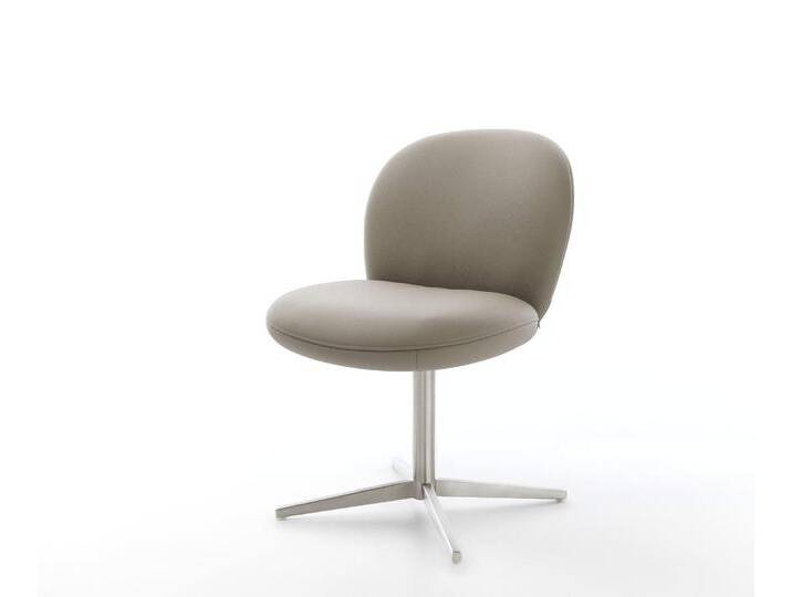 Drehstuhl Nube-Flex Echt-Leder Schlamm Fußkreuz Edelstahl 360° drehbar Taschenfederkern, Esszimmerstühle von Delife
