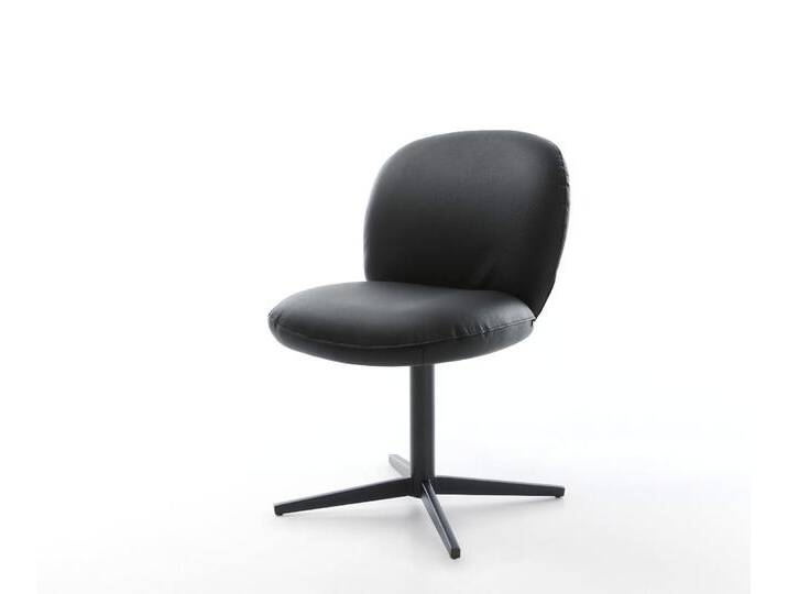 Drehstuhl Nube-Flex Echt-Leder Schwarz Fußkreuz Schwarz 360° drehbar Taschenfederkern, Esszimmerstühle von Delife