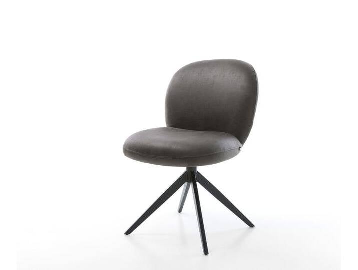 Drehstuhl Nube-Flex Mikrofaser Anthrazit Vintage Kreuzgestell breit Schwarz 360° drehbar Wippfunktion Taschenfederkern, Esszimmerstühle von Delife