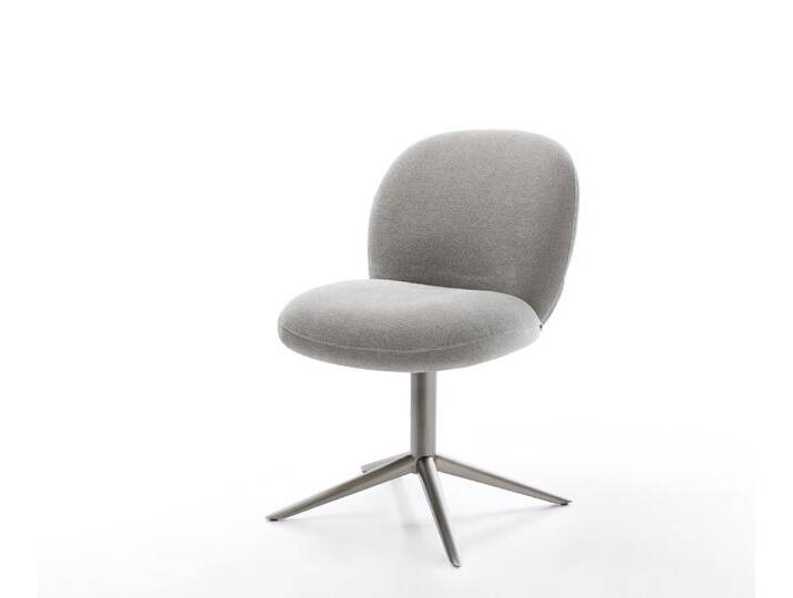 Drehstuhl Nube-Flex Strukturstoff Soft Grau Fußkreuz Graphit 360° drehbar Wippfunktion Taschenfederkern, Esszimmerstühle von Delife