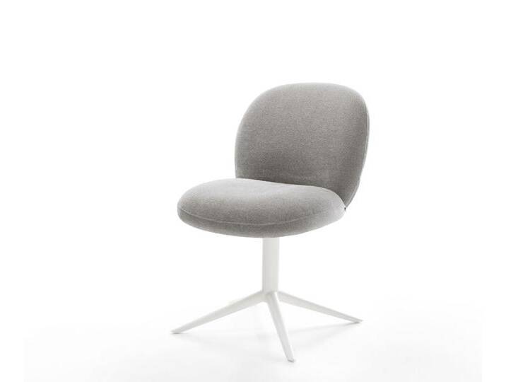 Drehstuhl Nube-Flex Strukturstoff Soft Grau Fußkreuz Weiß 360° drehbar Wippfunktion Taschenfederkern, Esszimmerstühle von Delife
