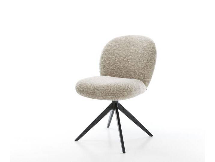 Drehstuhl Nube-Flex Webstoff Soft Beige Kreuzgestell breit Schwarz 360° drehbar Wippfunktion Taschenfederkern, Esszimmerstühle von Delife