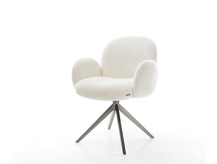 Drehstuhl Nube-Flex mit Armlehnen Bouclé Soft Beige Kreuzgestell breit Graphit 360° drehbar Wippfunktion Taschenfederkern, Esszimmerstühle Drehstuhl Nube-Flex mit Armlehnen Bouclé Soft Beige Kreuzgestell breit Graphit 360° drehbar Wippfunktion Taschenfederkern, Esszimmerstühle von Delife