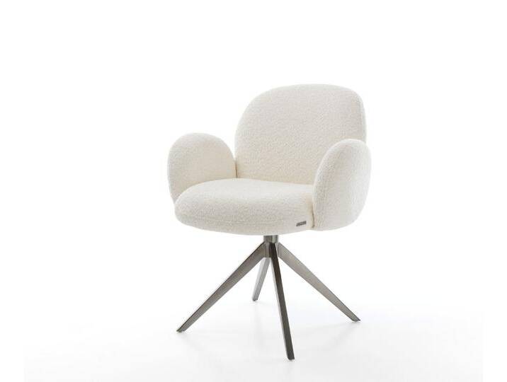 Drehstuhl Nube-Flex mit Armlehnen Bouclé Weiß Kreuzgestell breit Graphit 360° drehbar Wippfunktion Taschenfederkern, Esszimmerstühle Drehstuhl Nube-Flex mit Armlehnen Bouclé Weiß Kreuzgestell breit Graphit 360° drehbar Wippfunktion Taschenfederkern, Esszimmerstühle von Delife