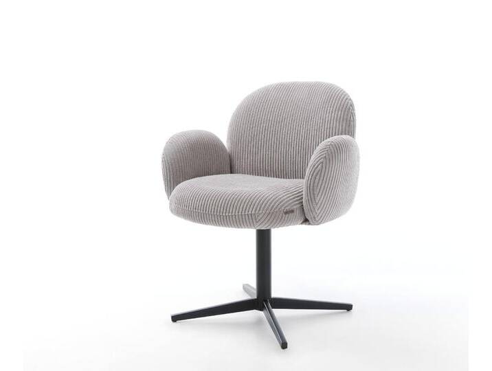 Drehstuhl Nube-Flex mit Armlehnen Cord Silbergrau Fußkreuz Schwarz 360° drehbar Taschenfederkern, Esszimmerstühle Drehstuhl Nube-Flex mit Armlehnen Cord Silbergrau Fußkreuz Schwarz 360° drehbar Taschenfederkern, Esszimmerstühle von Delife