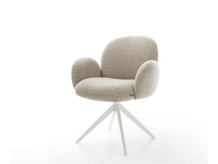 Drehstuhl Nube-Flex mit Armlehnen Webstoff Soft Beige Kreuzgestell breit Weiß 360° drehbar Wippfunktion Taschenfederkern, Esszimmerstühle Drehstuhl Nube-Flex mit Armlehnen Webstoff Soft Beige Kreuzgestell breit Weiß 360° drehbar Wippfunktion Taschenfederkern, Esszimmerstühle von Delife