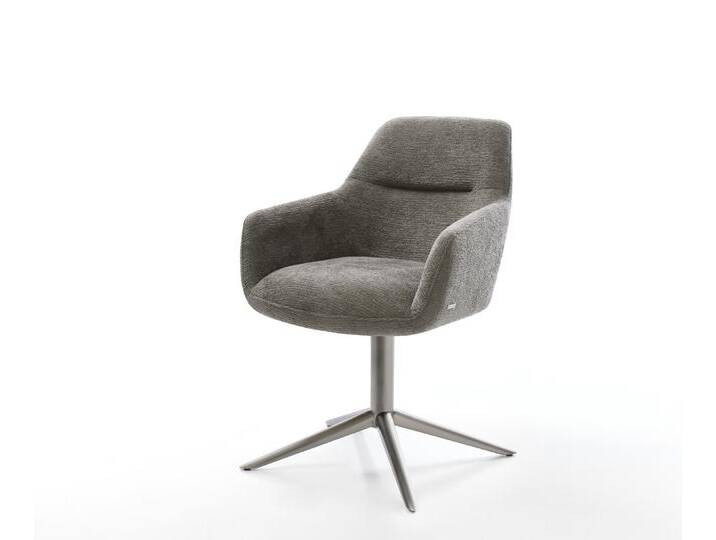 Drehstuhl Pejo-Flex Bouclé Soft Schlamm Fußkreuz Graphit 360° drehbar Wippfunktion Taschenfederkern, Esszimmerstühle von Delife