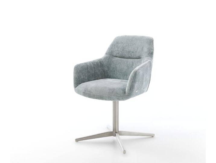 Drehstuhl Pejo-Flex Chenille Pastellblau Fußkreuz Edelstahl 360° drehbar Taschenfederkern, Esszimmerstühle von Delife