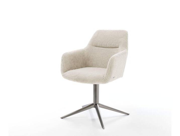 Drehstuhl Pejo-Flex Cord Beige Fußkreuz Graphit 360° drehbar Wippfunktion Taschenfederkern, Esszimmerstühle von Delife