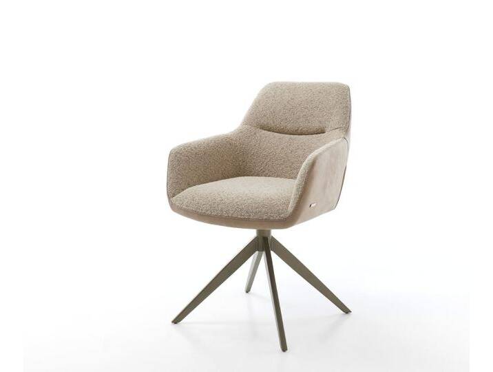 Drehstuhl Pejo-Flex Materialmix Schlamm Kreuzgestell breit Effektfinish Titan 360° drehbar Taschenfederkern, Esszimmerstühle von Delife