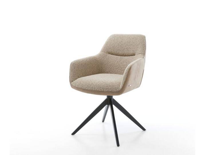 Drehstuhl Pejo-Flex Materialmix Schlamm Kreuzgestell breit Schwarz 360° drehbar Taschenfederkern, Esszimmerstühle von Delife