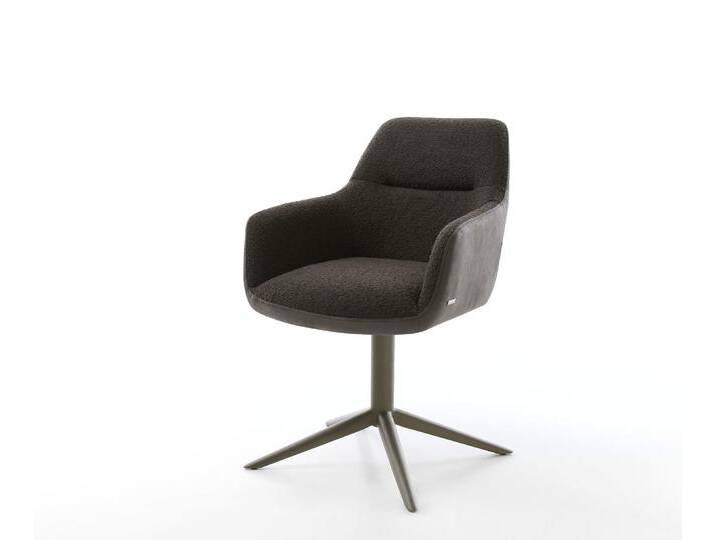 Drehstuhl Pejo-Flex Materialmix Schwarz Fußkreuz Effektfinish Titan 360° drehbar Wippfunktion Taschenfederkern, Esszimmerstühle von Delife